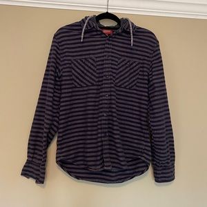 Button Up Shirt with Hood